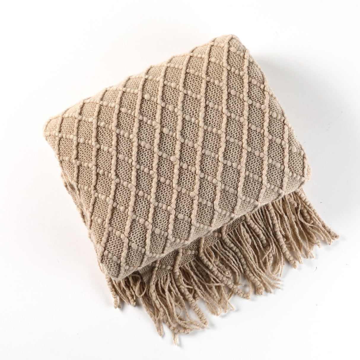 Knitted Throw Blanket Textured Cotton Weave with Tassels - Product detail 25