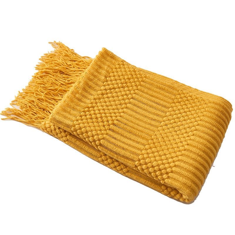Knitted Throw Blanket Textured Cotton Weave with Tassels - Product detail 6