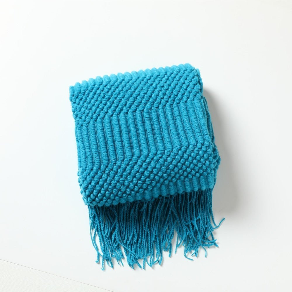Knitted Throw Blanket Textured Cotton Weave with Tassels - Product detail 10