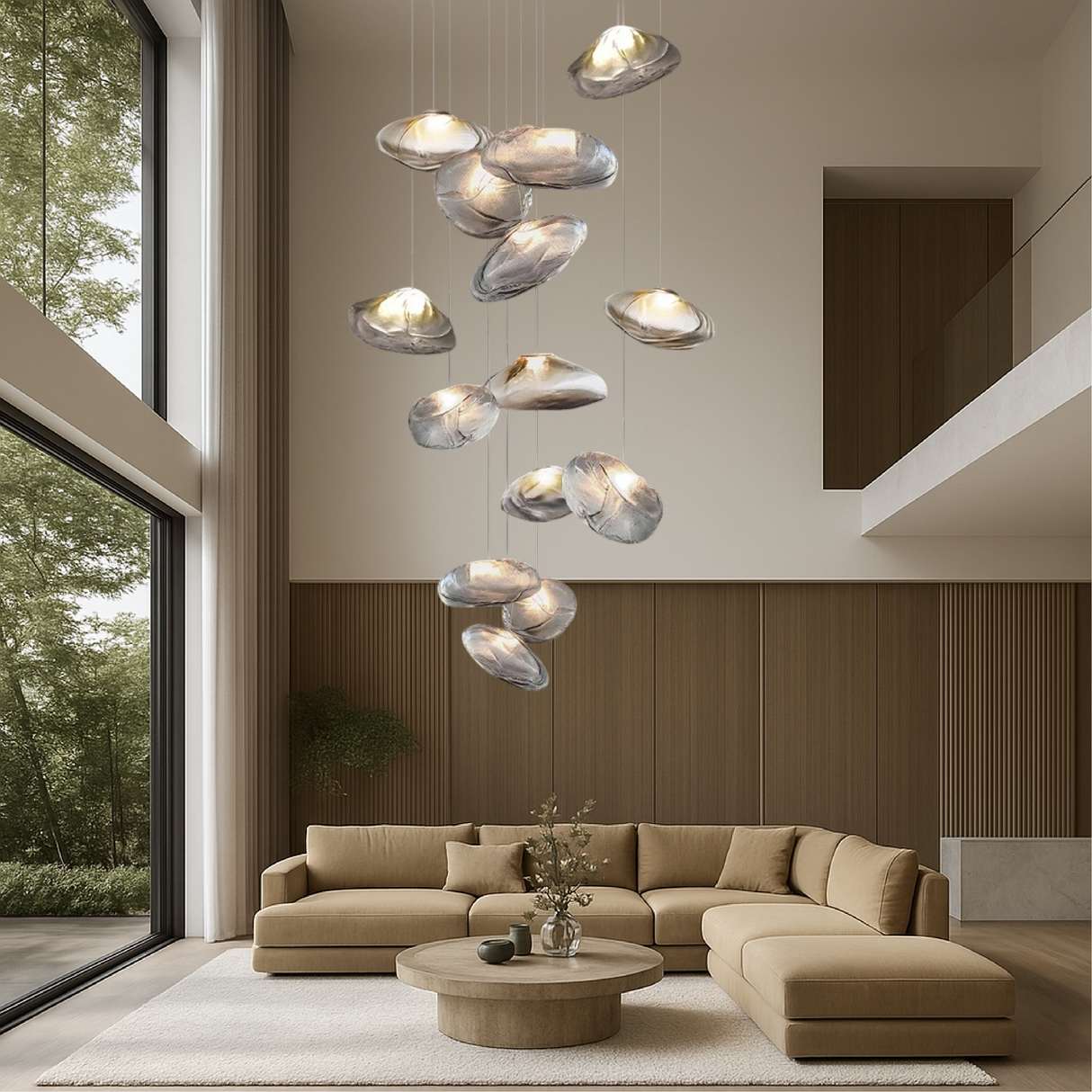 Modern Glass Chandelier Floating Petal Design - Product showcase