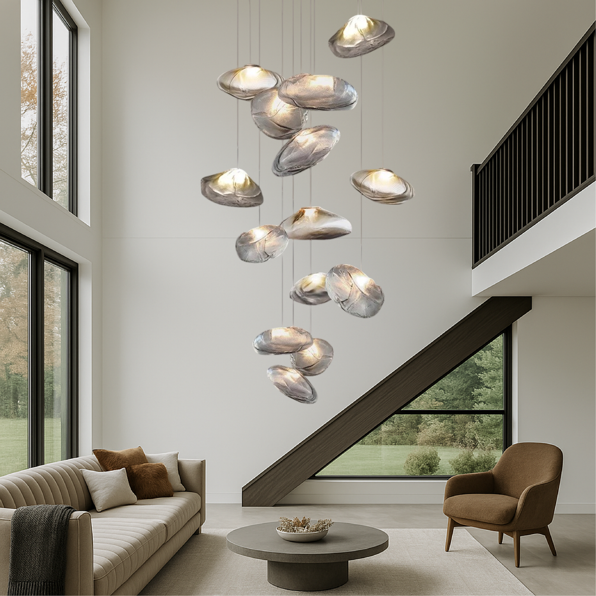 Modern Glass Chandelier Floating Petal Design - Product example