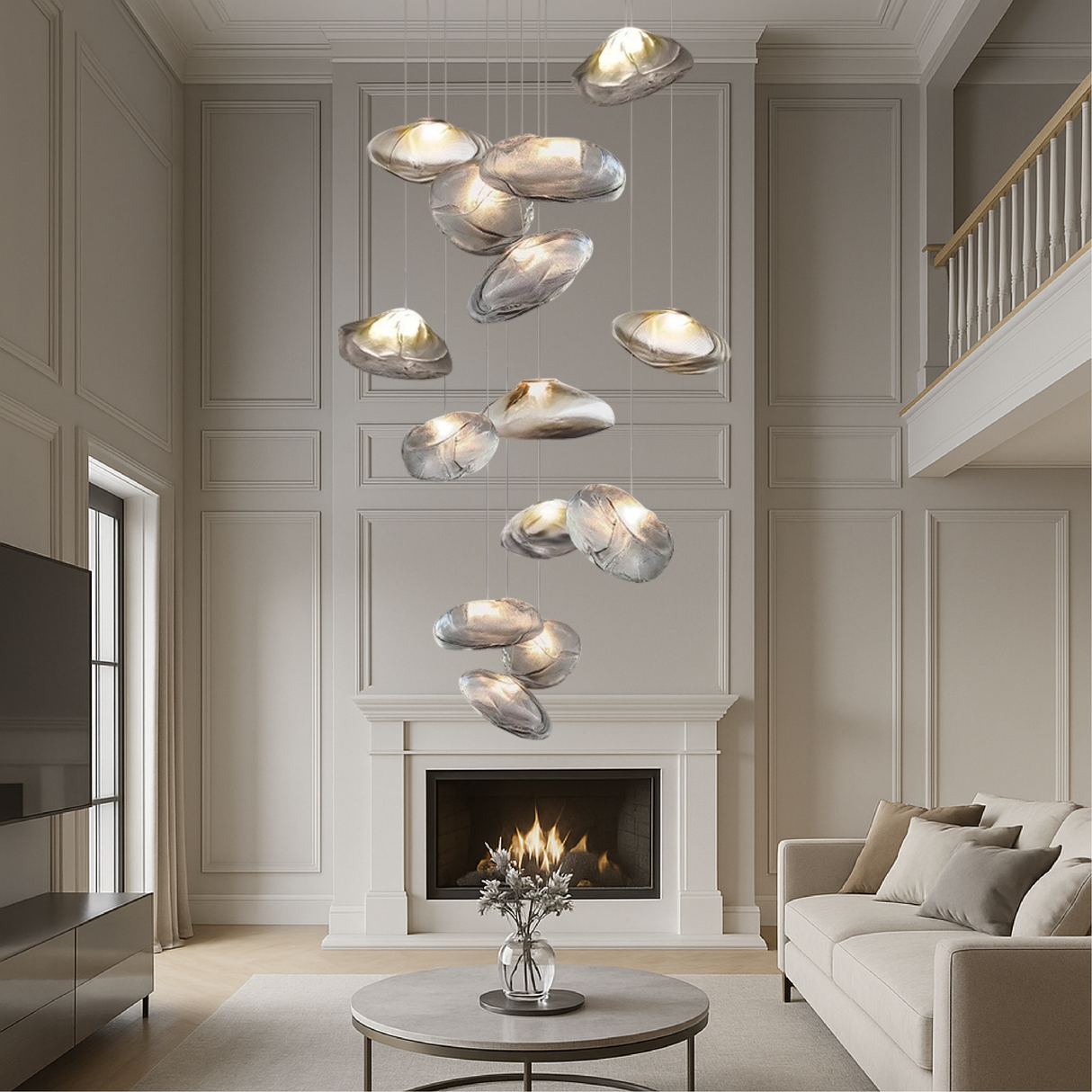 Modern Glass Chandelier Floating Petal Design - Product detail 4