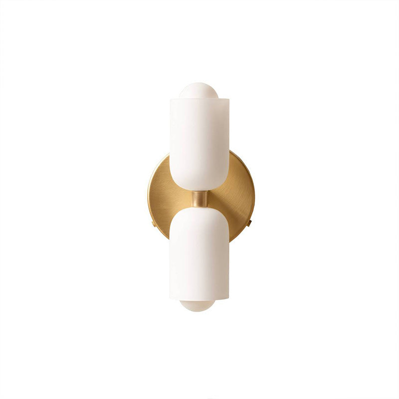 Nordic Wall Light Brass White Glass Double Sconce - Product showcase