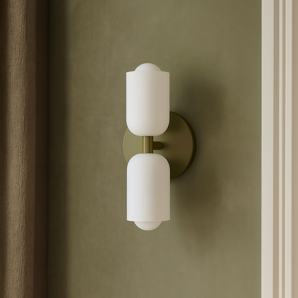 Nordic Wall Light Brass White Glass Double Sconce - Product detail 4