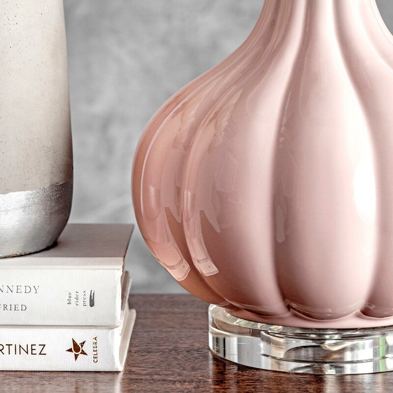 Modern Ceramic Table Lamp Blush Pink Base with White Shade - Product detail 13