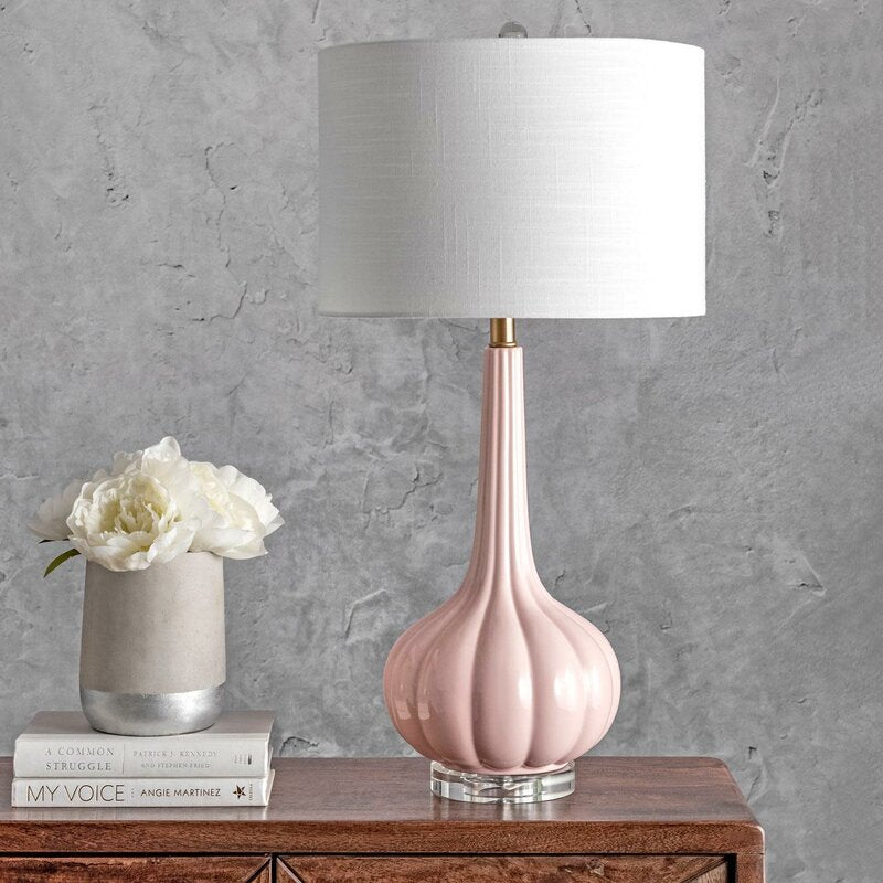 Modern Ceramic Table Lamp Blush Pink Base with White Shade - Product detail 14
