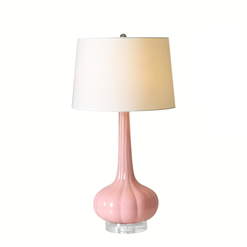 Modern Ceramic Table Lamp Blush Pink Base with White Shade - Product detail 23