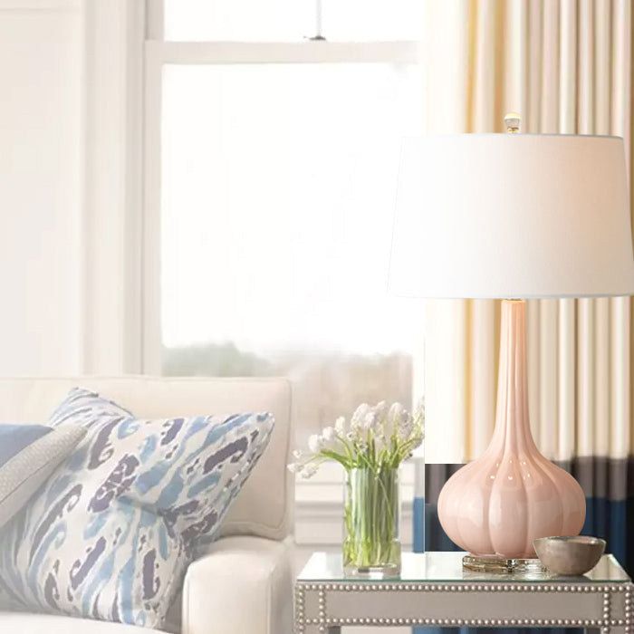 Modern Ceramic Table Lamp Blush Pink Base with White Shade - Product detail 19