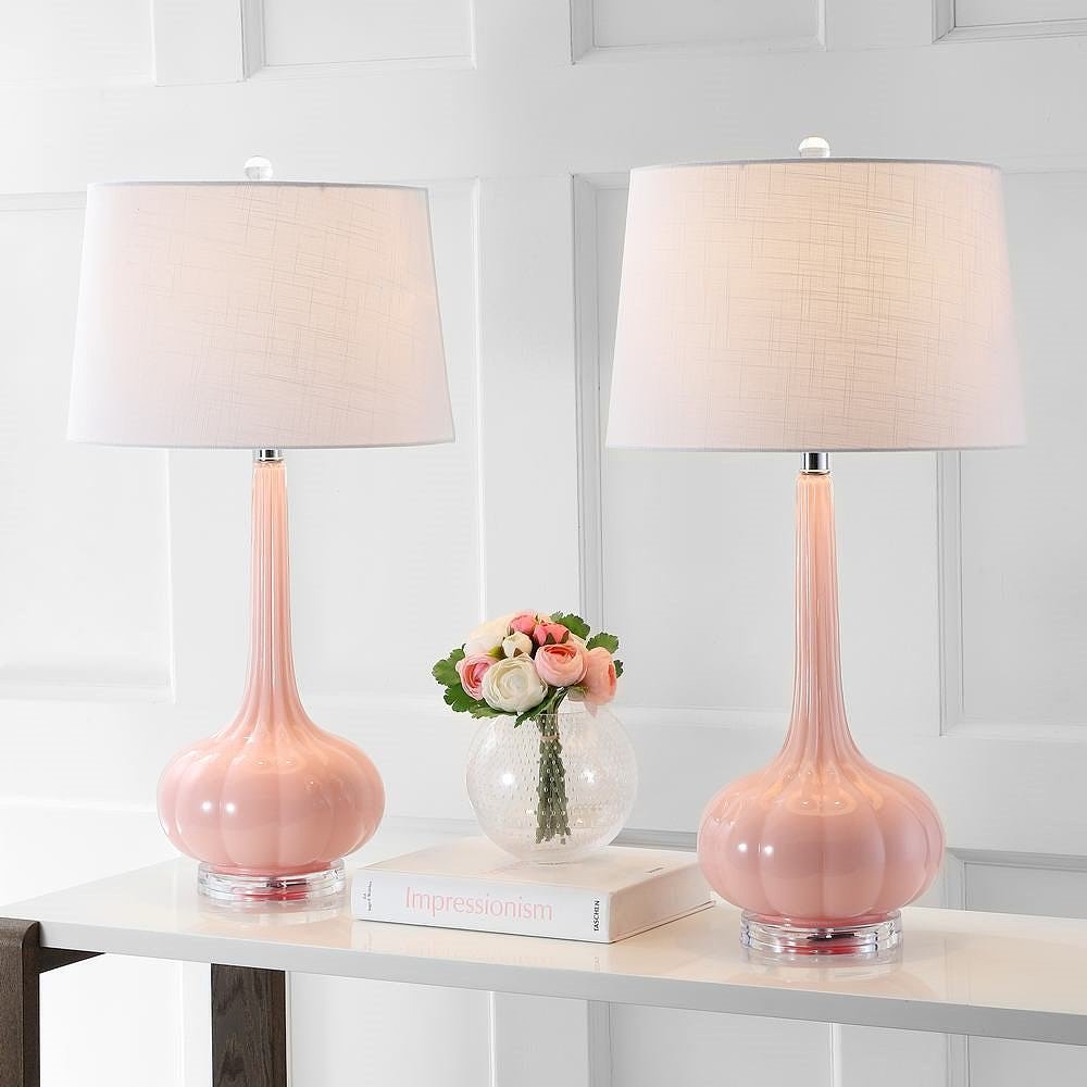 Modern Ceramic Table Lamp Blush Pink Base with White Shade - Product detail 9