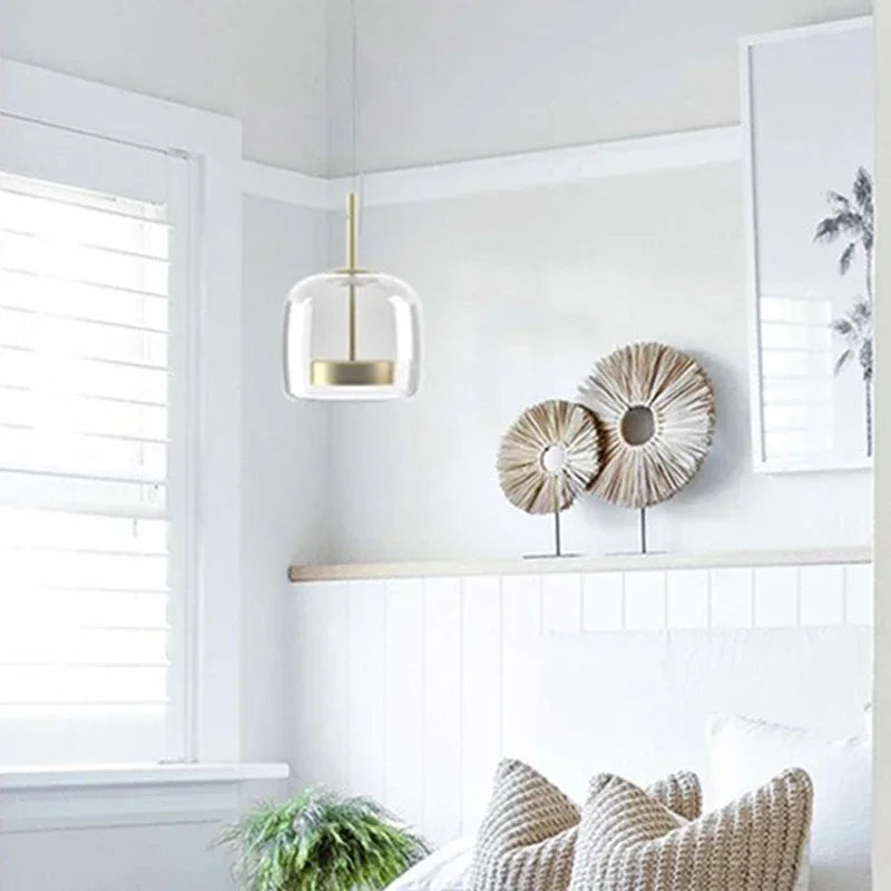 Modern Glass Pendant Light  Smoked Glass With Brass Accents - Product detail 8