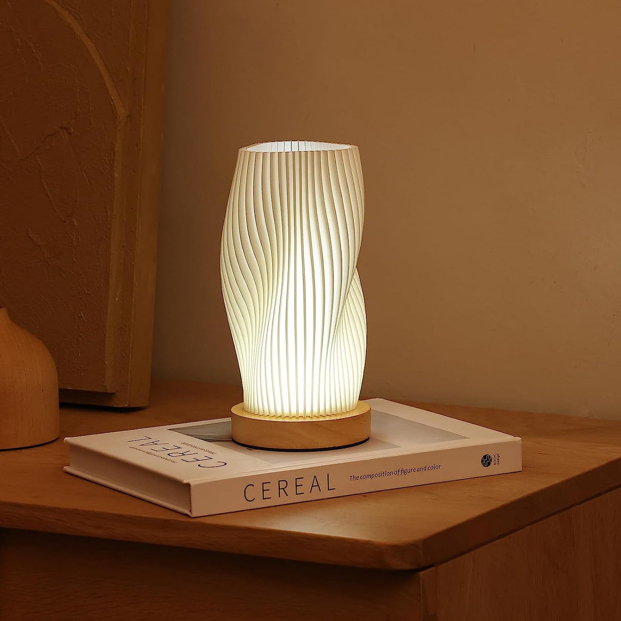 Modern Wave Table Lamp Pleated Shade Design - Product example
