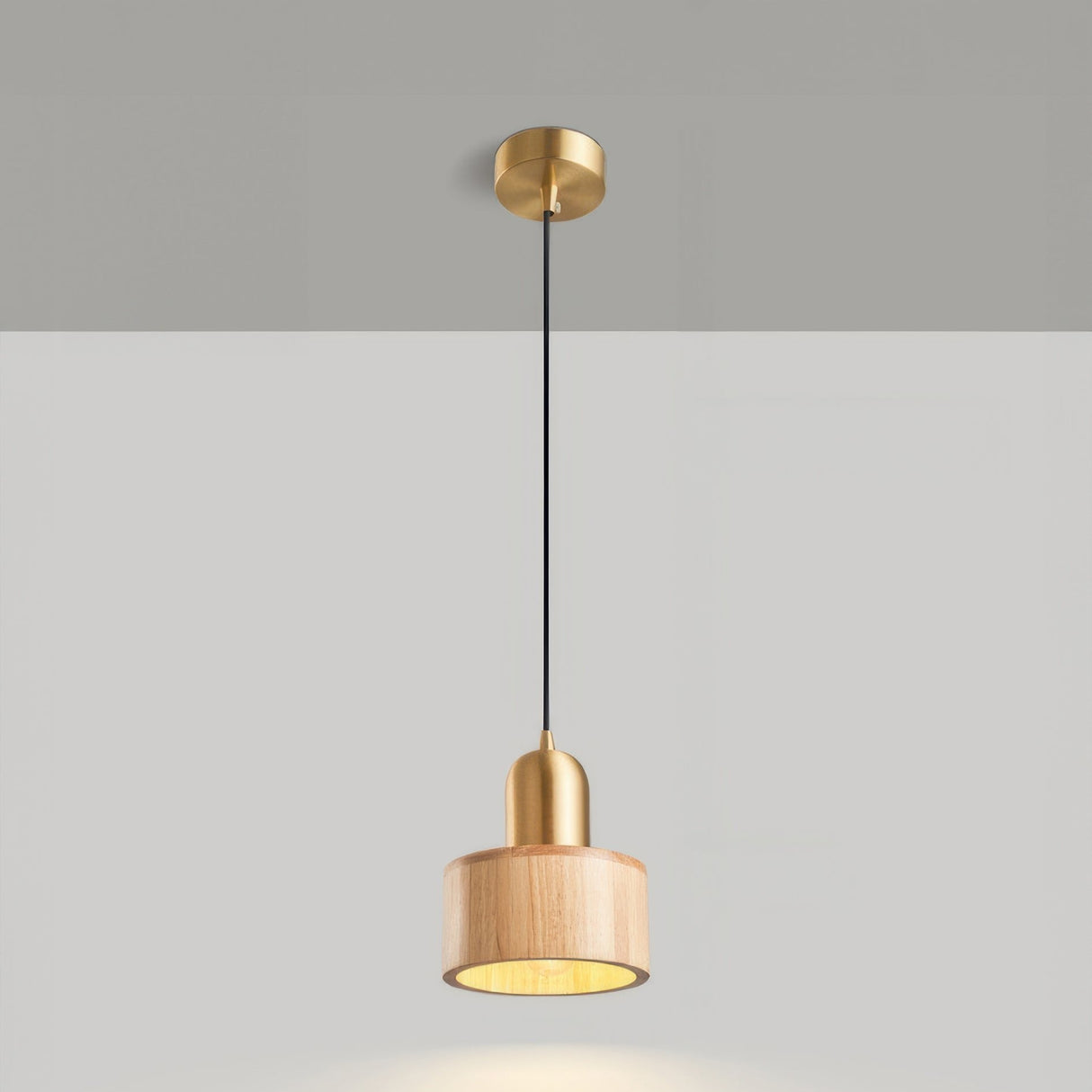 Modern Japanese Pendant Light Brass Black Cylinder Design - Product detail 12