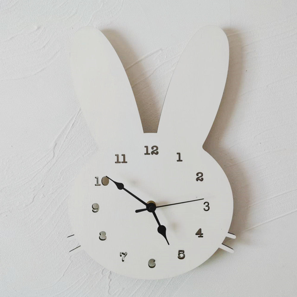 Nordic Bunny Wall Clock  Modern Wooden Design - Detailed view