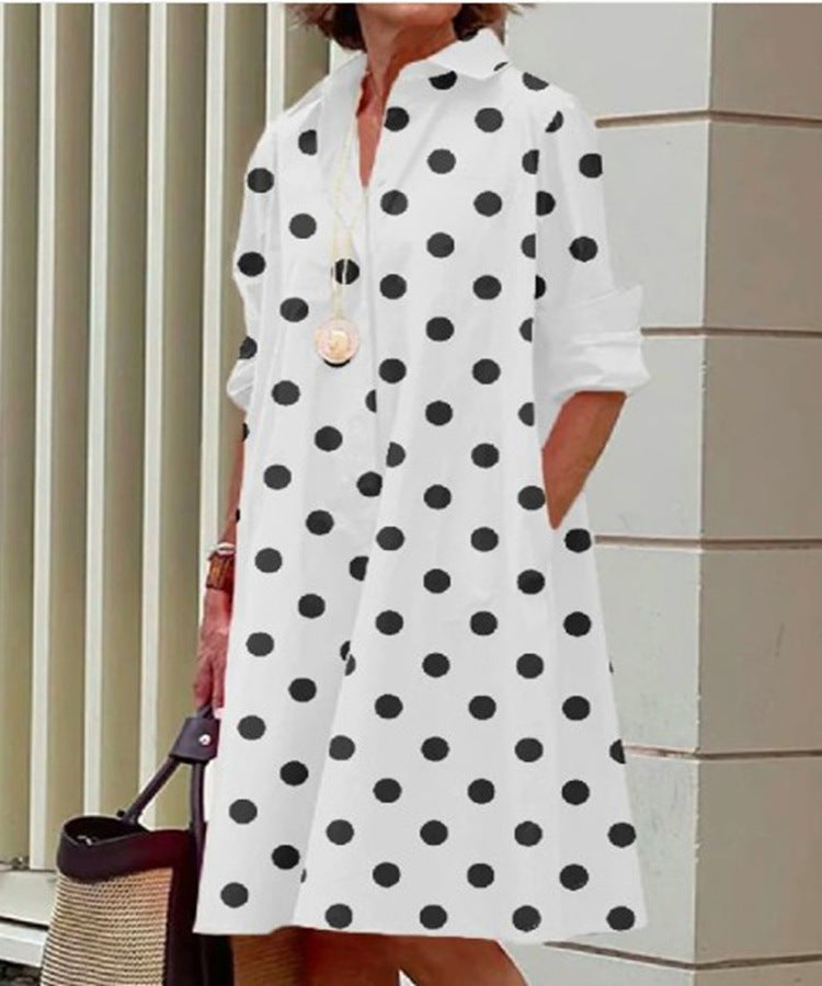 Artistic Cotton Shirt Dress Black Silhouette Print Design - Detailed view