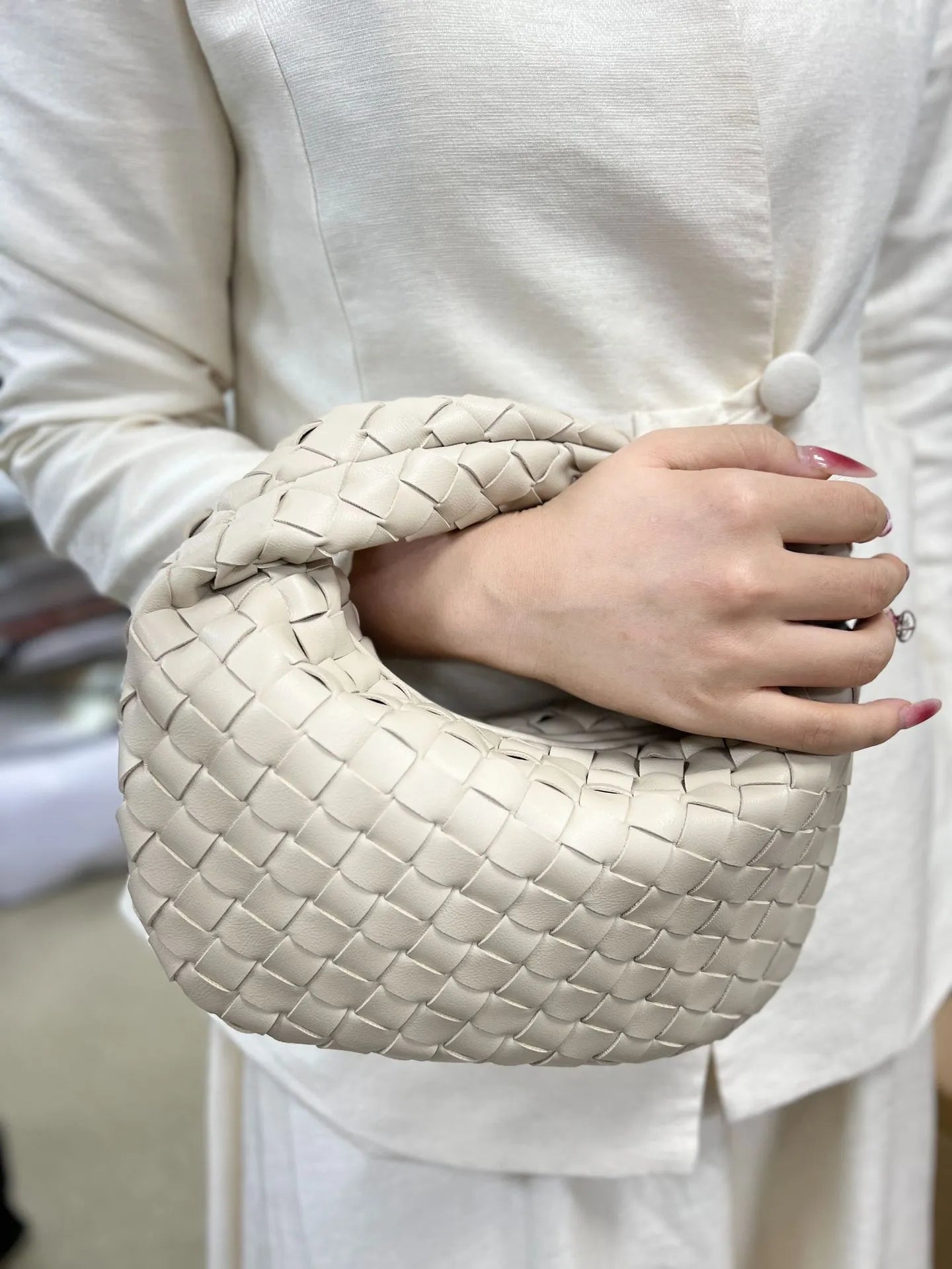 Woven Leather Hobo Bag  Intrecciato Pattern Design - Product example