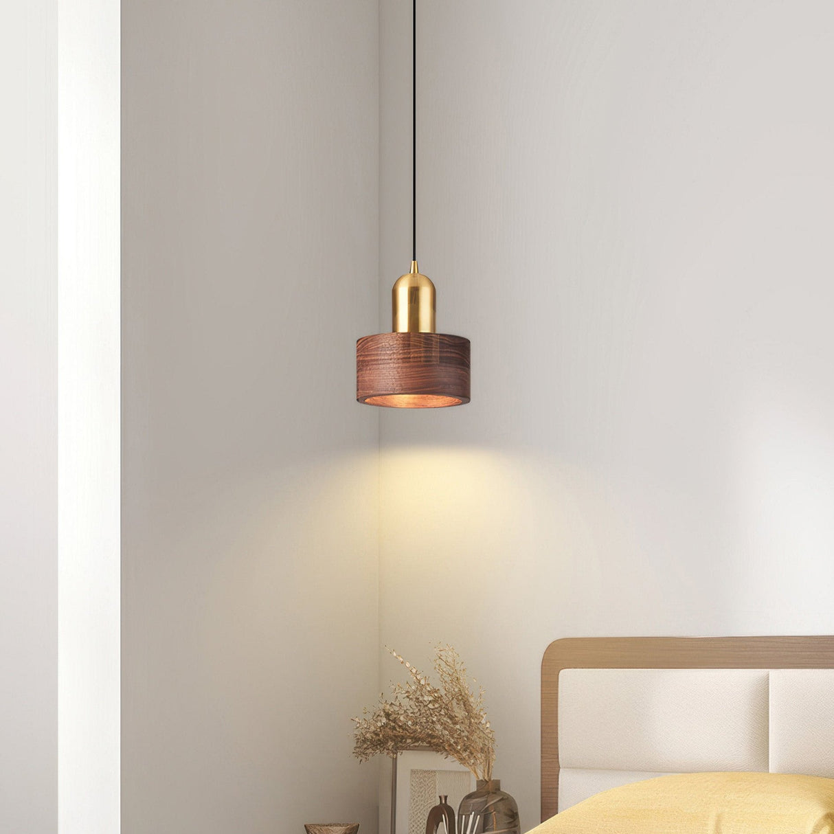 Modern Japanese Pendant Light Brass Black Cylinder Design - Product detail 8