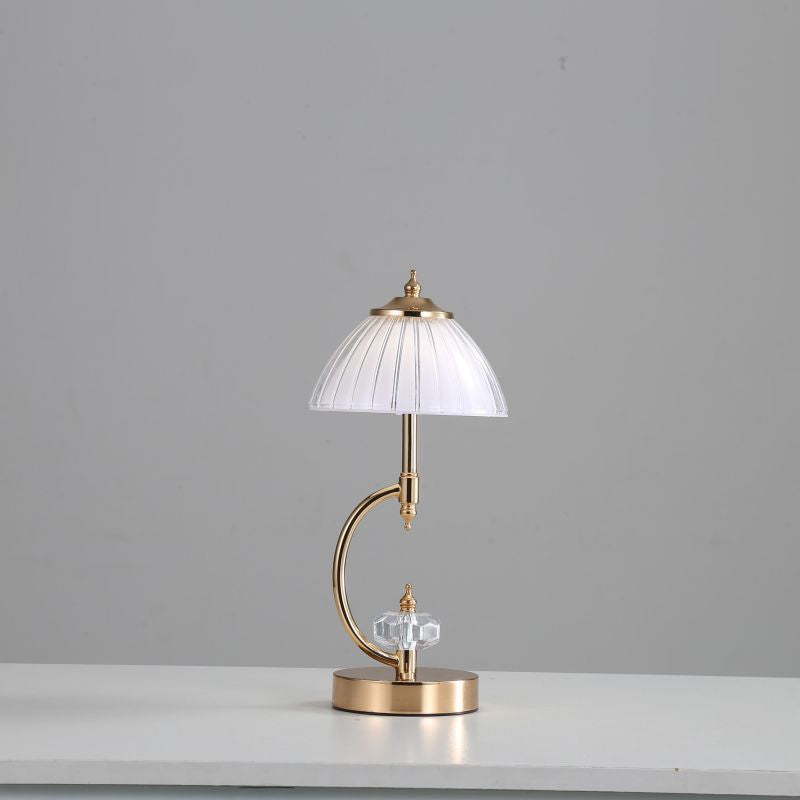 Crystal Table Lamp Curved Gold Base with Glass Shade - Product example