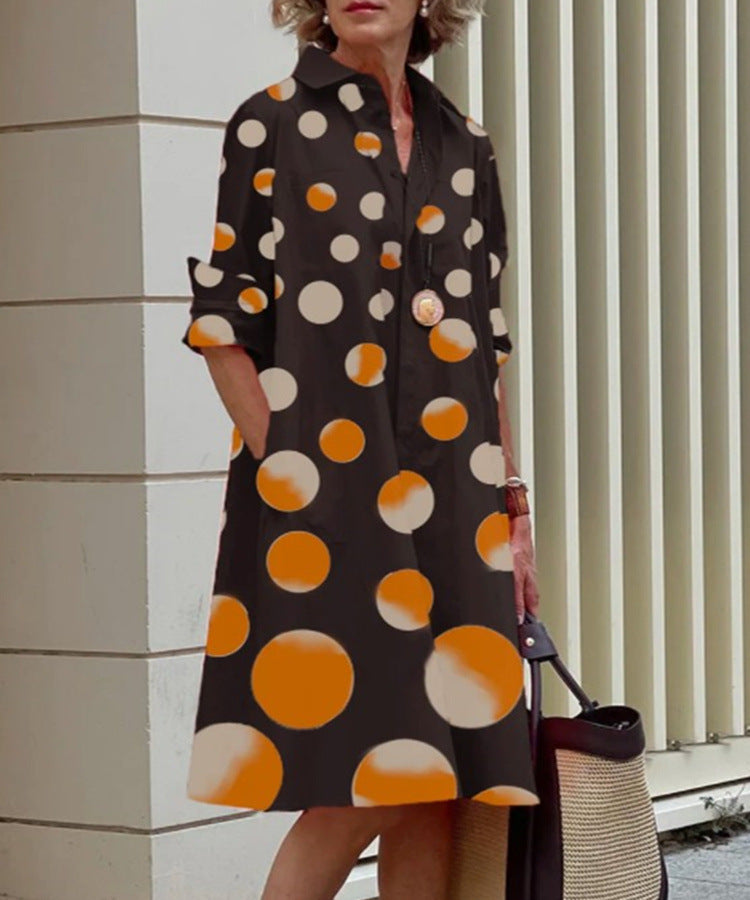 Artistic Cotton Shirt Dress Black Silhouette Print Design - Product detail 7