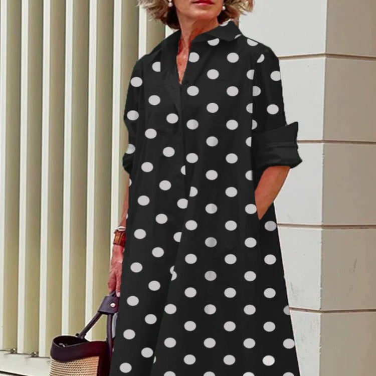 Artistic Cotton Shirt Dress Black Silhouette Print Design - Product detail 9