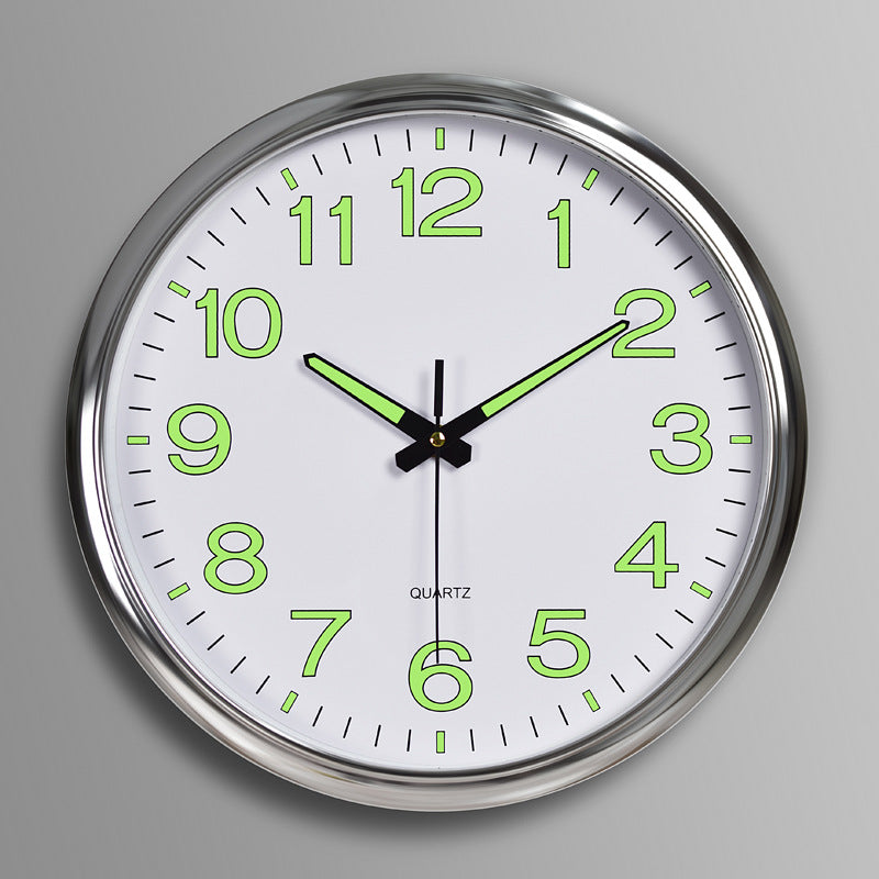 Modern Silent Wall Clock  Luminous Numbers Chrome Frame - Product detail 10