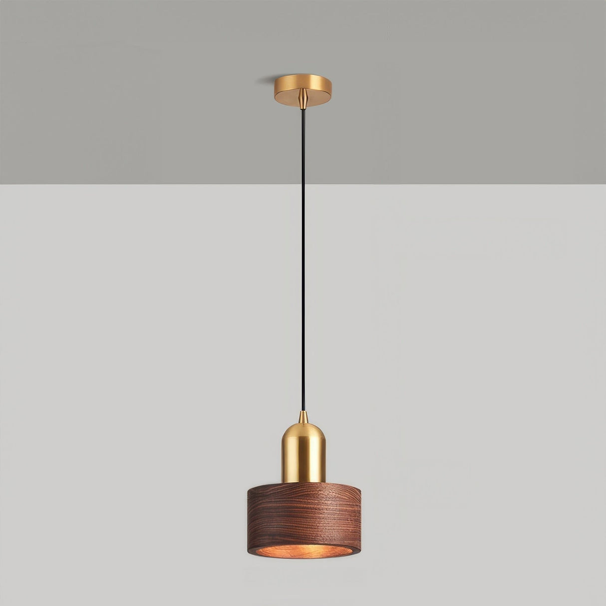 Modern Japanese Pendant Light Brass Black Cylinder Design - Product detail 11