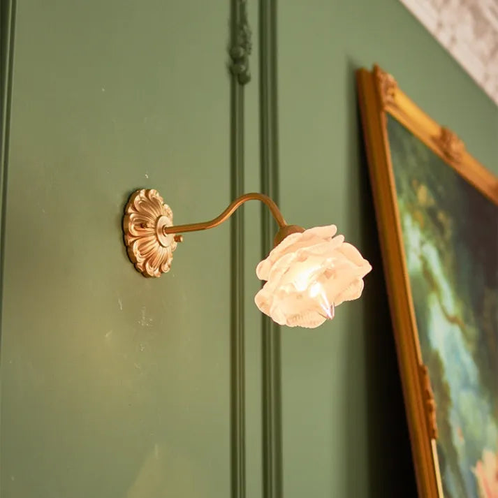 Vintage Flower Wall Light Copper Base Glass Petal Design - Product detail 8