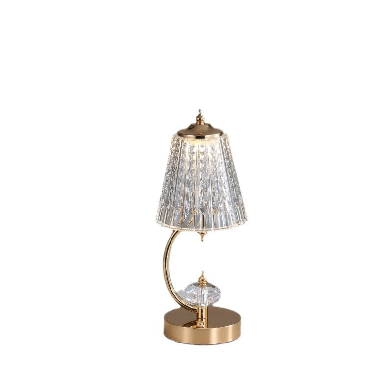 Crystal Table Lamp Curved Gold Base with Glass Shade - Product detail 4