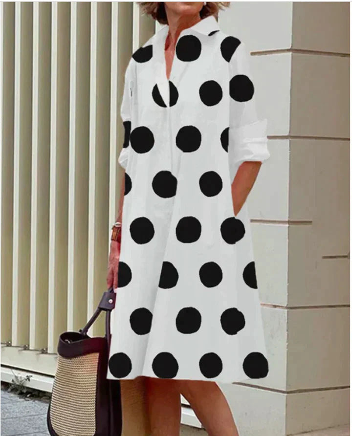 Artistic Cotton Shirt Dress Black Silhouette Print Design - Product detail 13