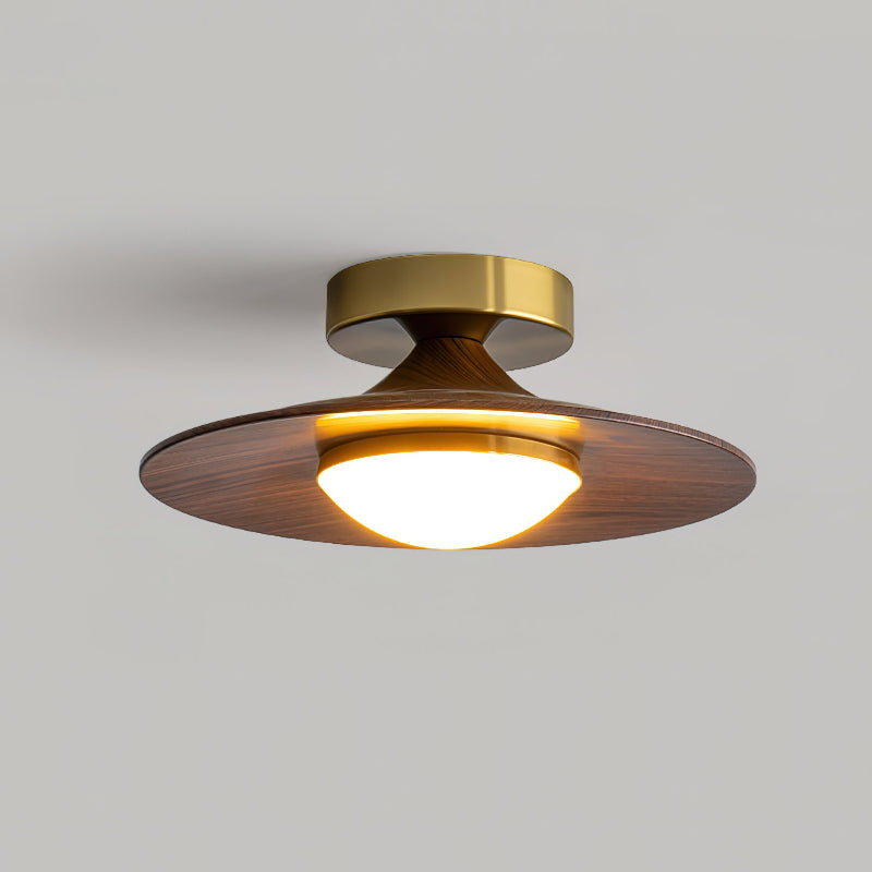 Modern Ceiling Light Walnut Wood and Gold Disc Design - Product detail 11