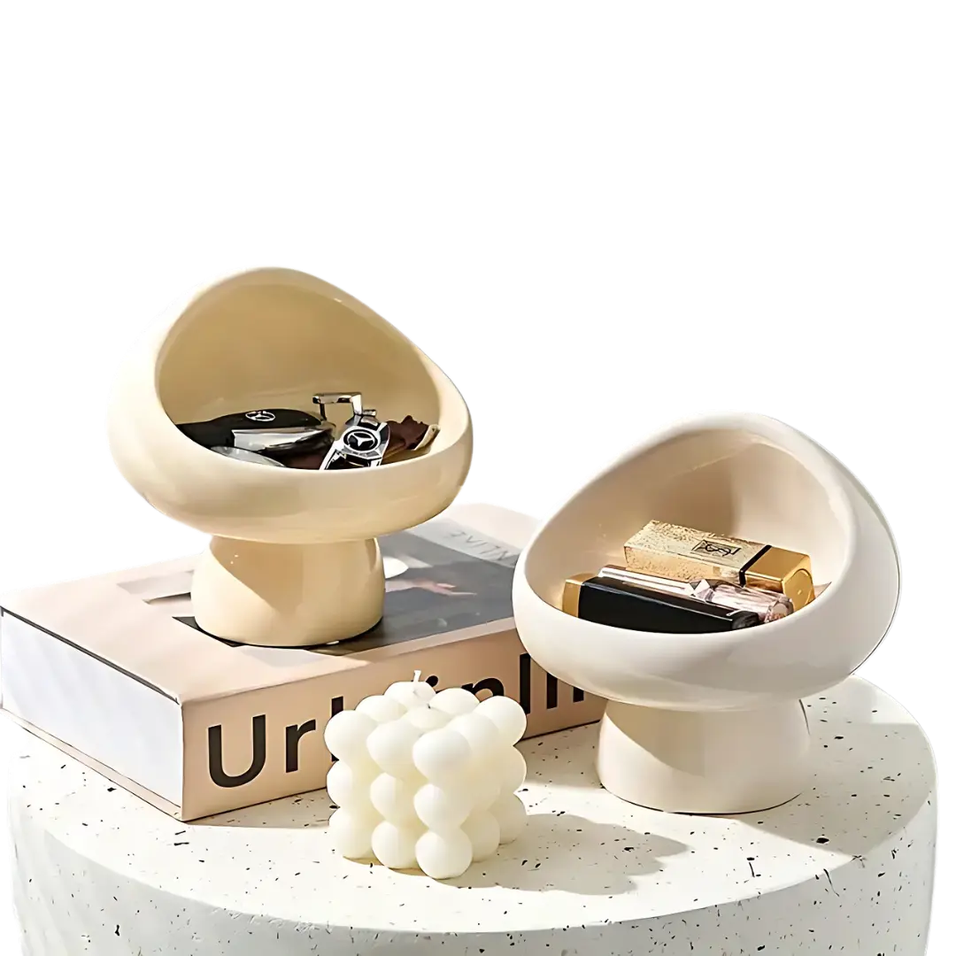 Modern Ceramic Key Holder Mushroom-Shaped Storage Bowl - Detailed view