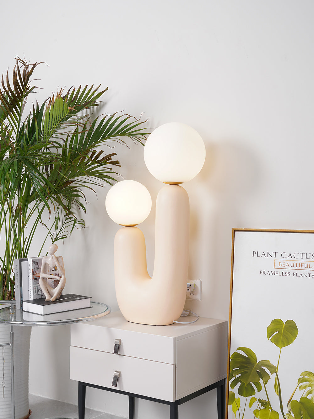 Ceramic Table Lamp Terra Cotta Base with Glass Globe - Product detail 5
