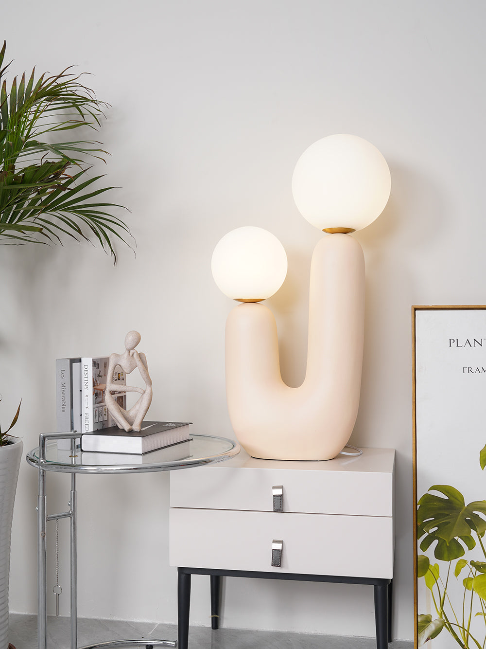 Ceramic Table Lamp Terra Cotta Base with Glass Globe - Product detail 4