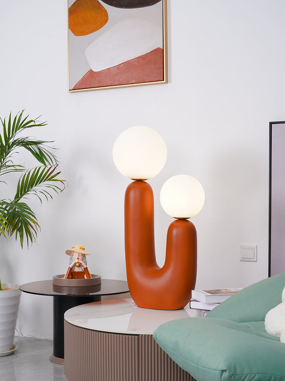 Ceramic Table Lamp Terra Cotta Base with Glass Globe - Product example