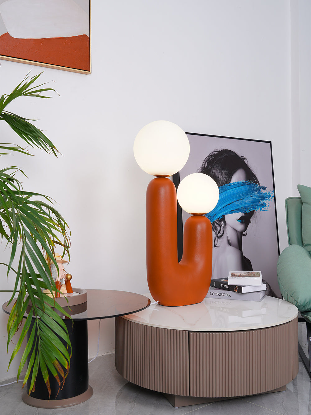 Ceramic Table Lamp Terra Cotta Base with Glass Globe - Product detail 7