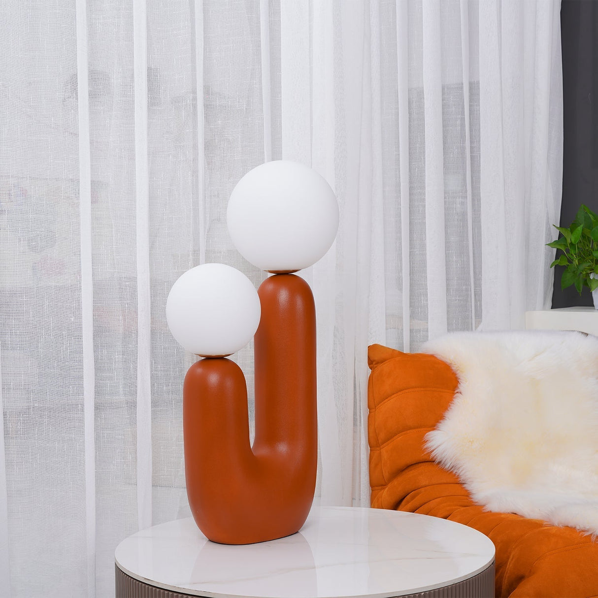 Ceramic Table Lamp Terra Cotta Base with Glass Globe - Product detail 6