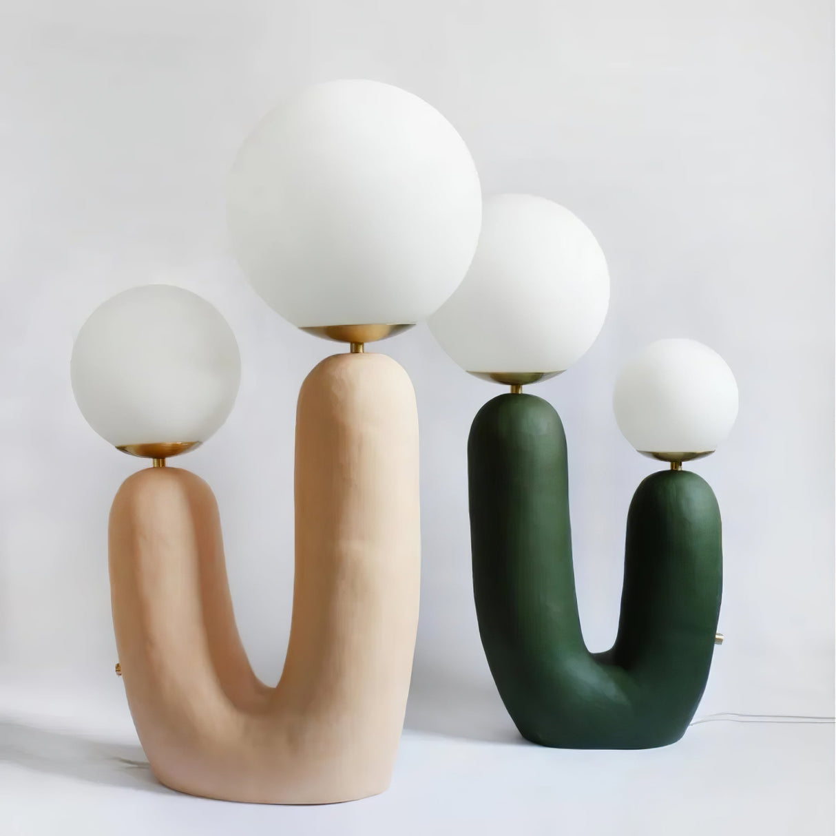 Modern Glass Table Lamp Pink Resin Base With Dual Globes - Product detail 4