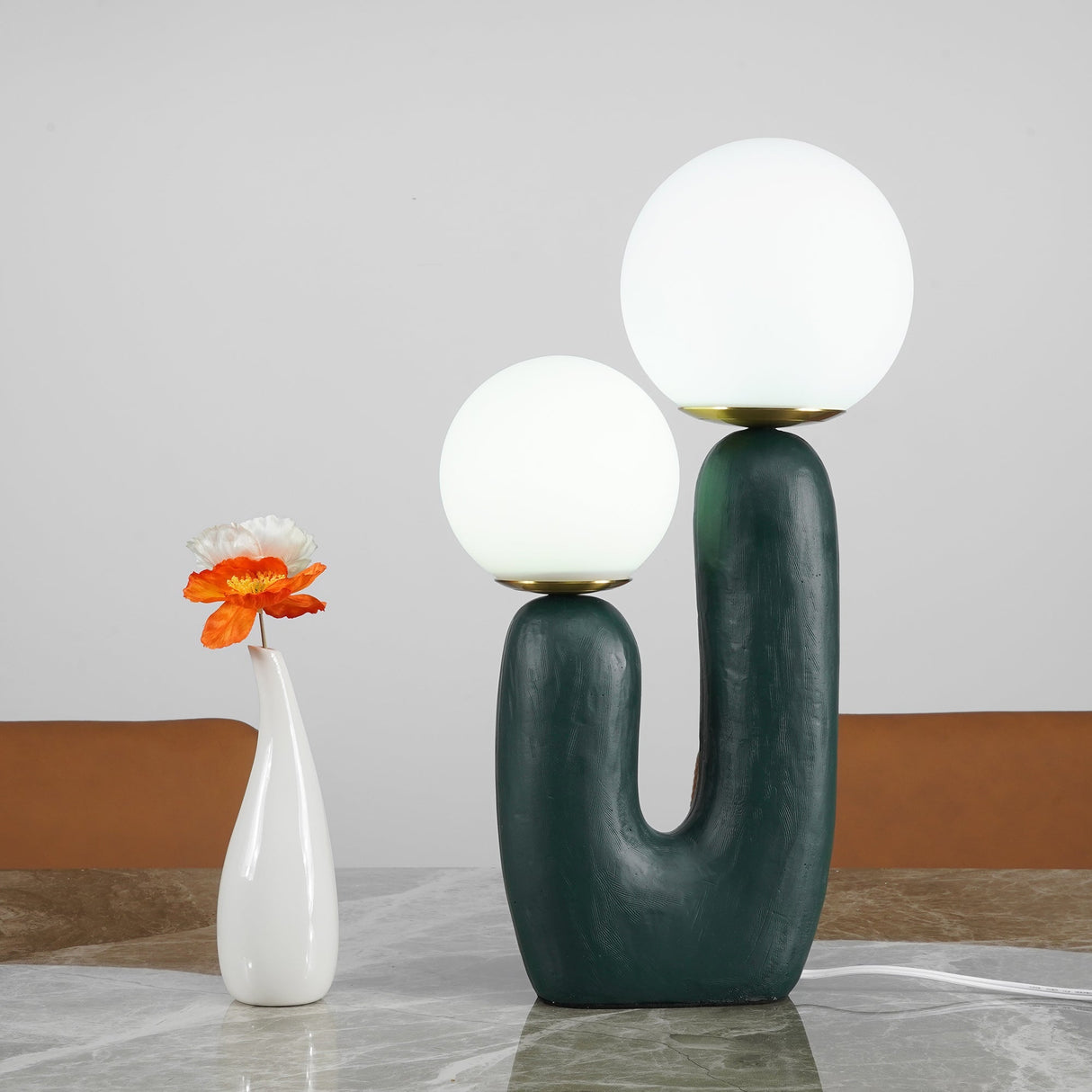 Modern Glass Table Lamp Pink Resin Base With Dual Globes - Product detail 17