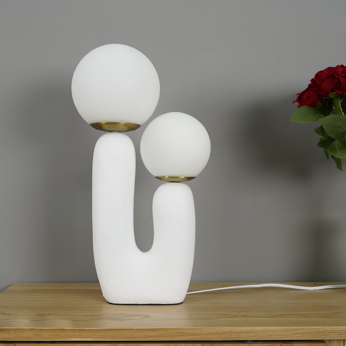 Modern Glass Table Lamp Pink Resin Base With Dual Globes - Product detail 19
