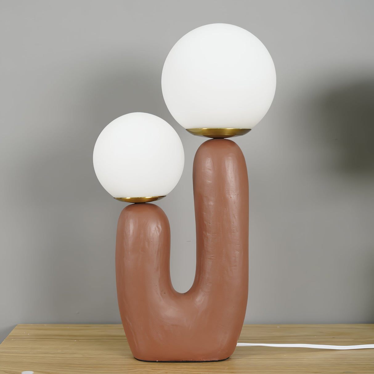 Modern Glass Table Lamp Pink Resin Base With Dual Globes - Product detail 25