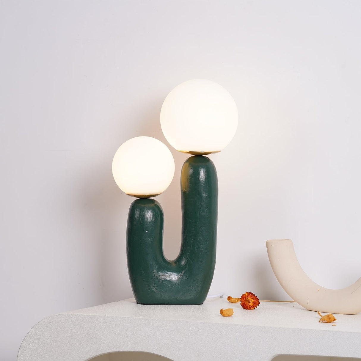 Modern Glass Table Lamp Pink Resin Base With Dual Globes - Product detail 68