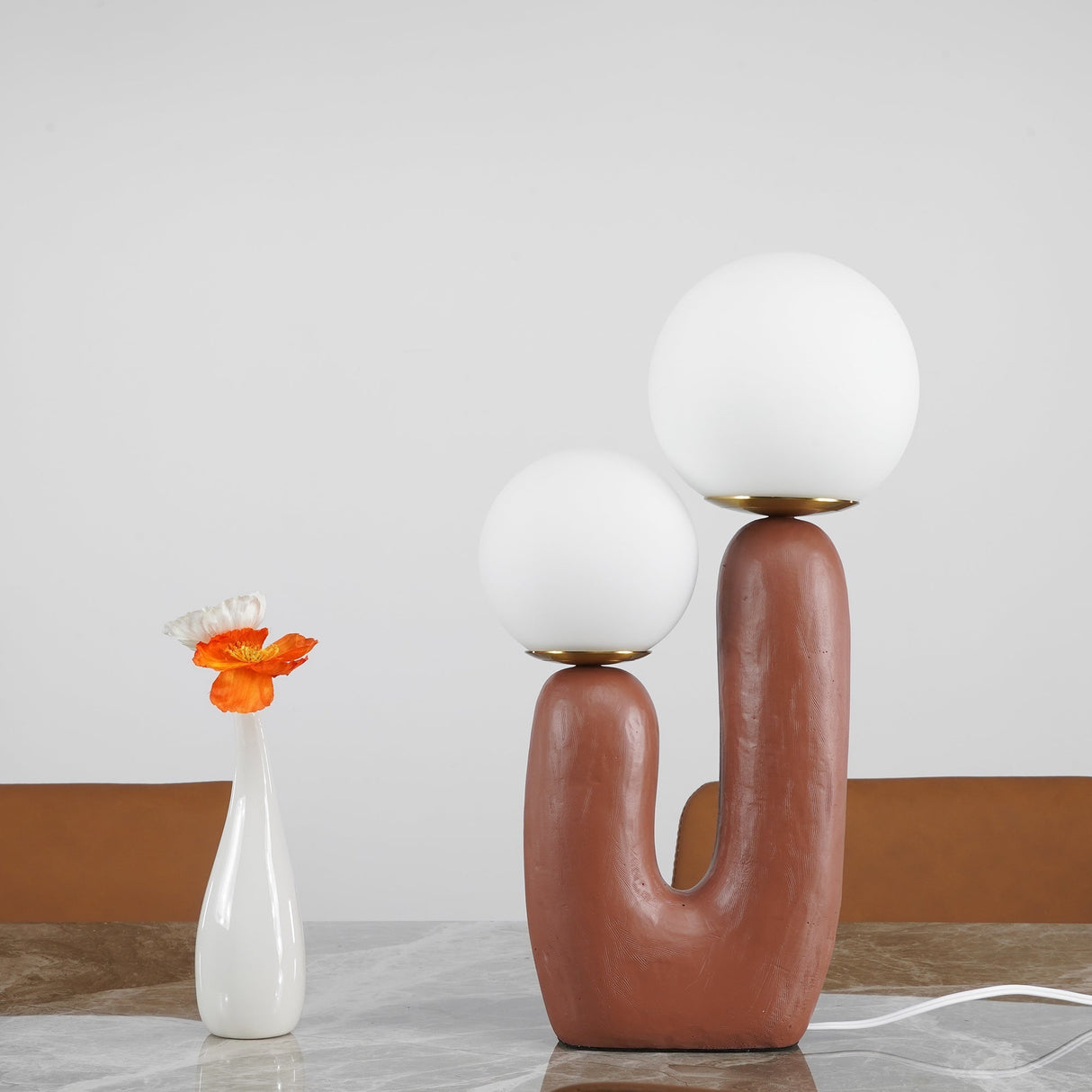 Modern Glass Table Lamp Pink Resin Base With Dual Globes - Product detail 26