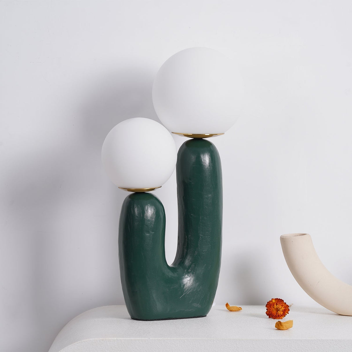 Modern Glass Table Lamp Pink Resin Base With Dual Globes - Product detail 9