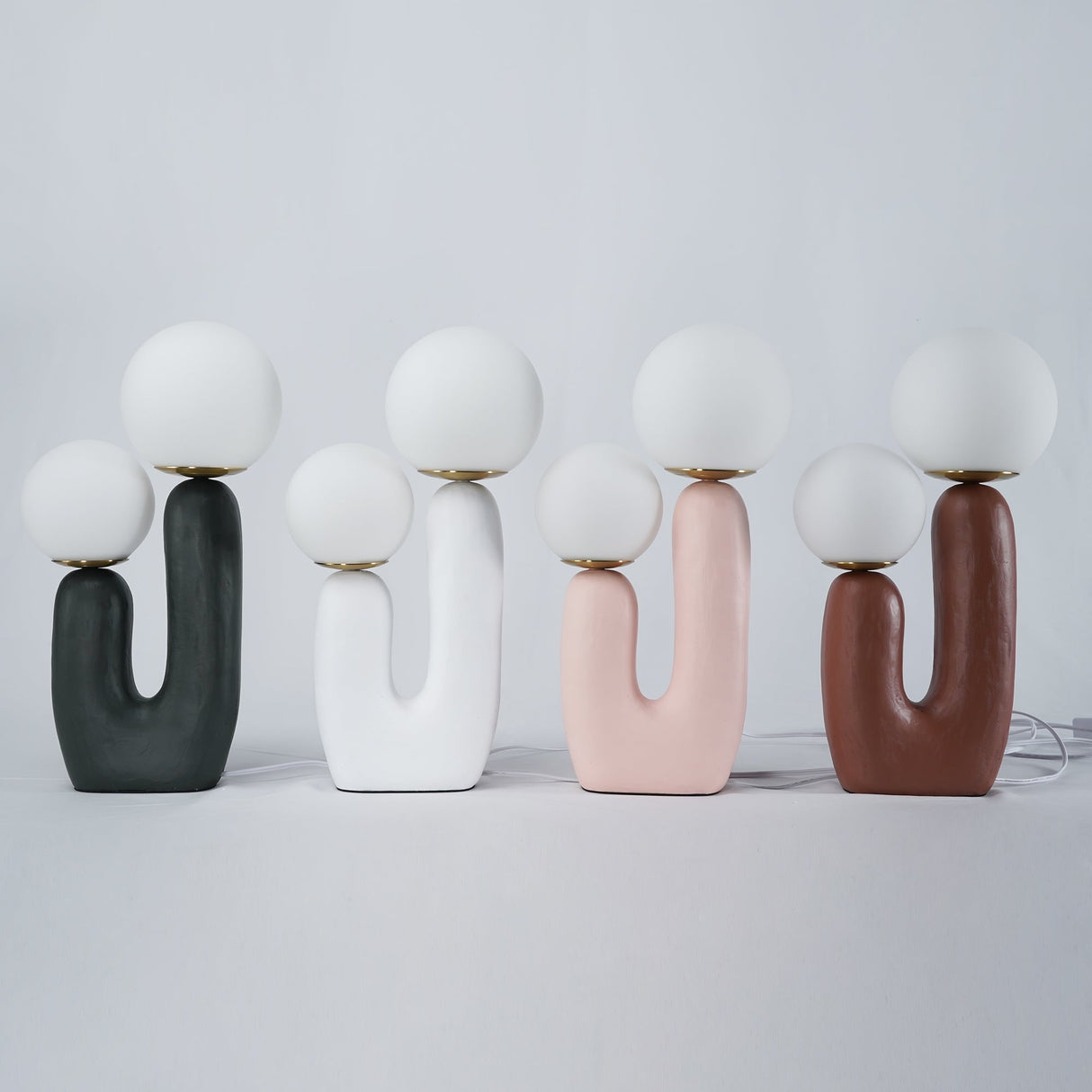Modern Glass Table Lamp Pink Resin Base With Dual Globes - Product detail 31
