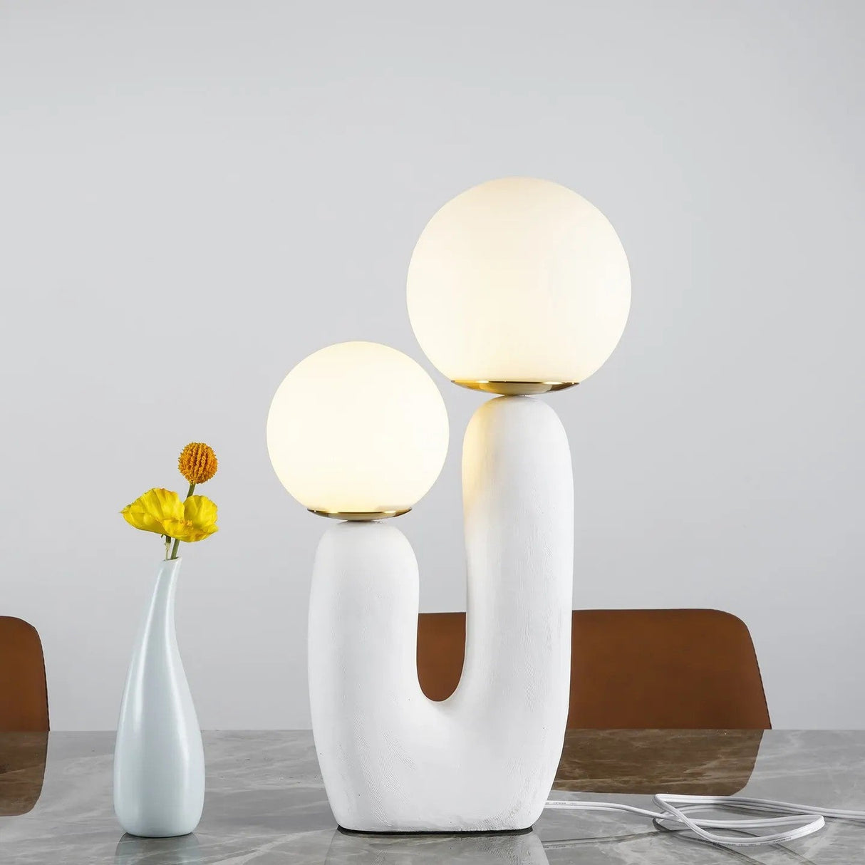 Modern Glass Table Lamp Pink Resin Base With Dual Globes - Product detail 32