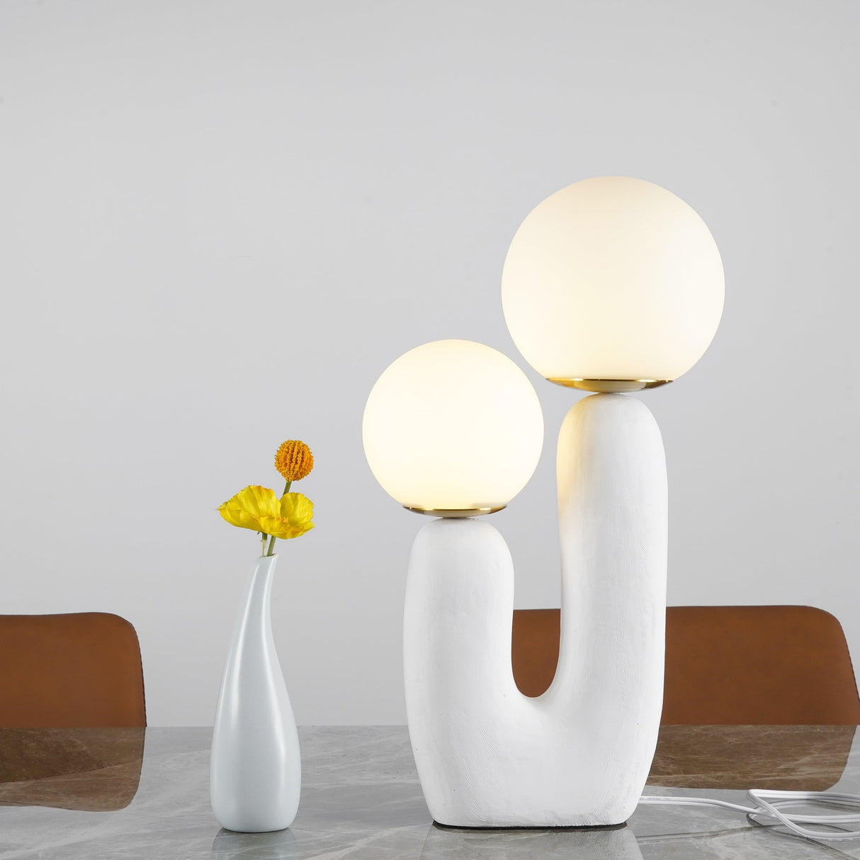 Modern Glass Table Lamp Pink Resin Base With Dual Globes - Product detail 33