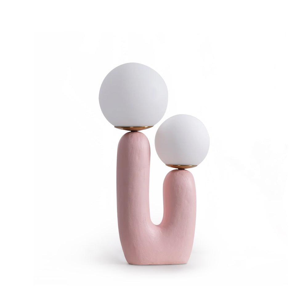 Modern Glass Table Lamp Pink Resin Base With Dual Globes - Product detail 70