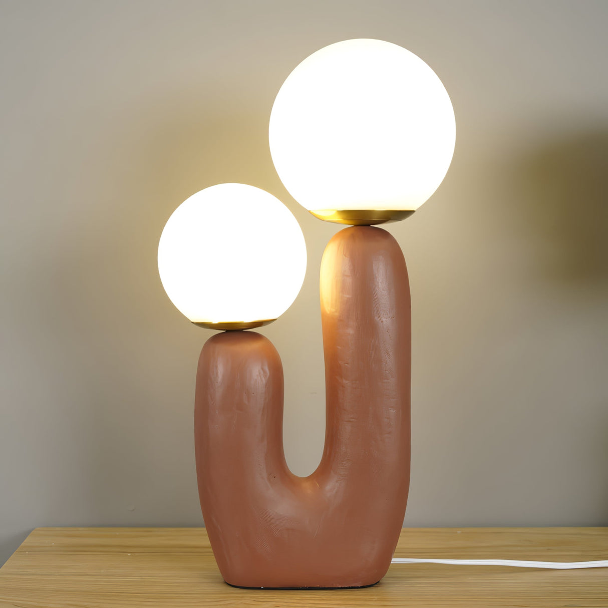 Modern Glass Table Lamp Pink Resin Base With Dual Globes - Product detail 50