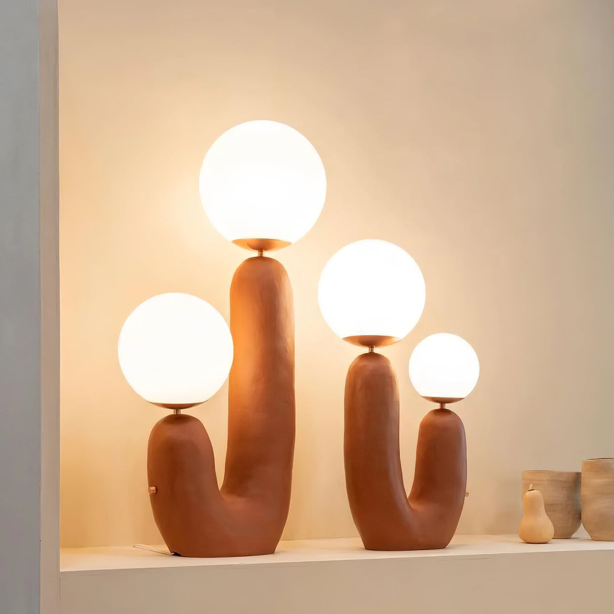 Modern Glass Table Lamp Pink Resin Base With Dual Globes - Product detail 38