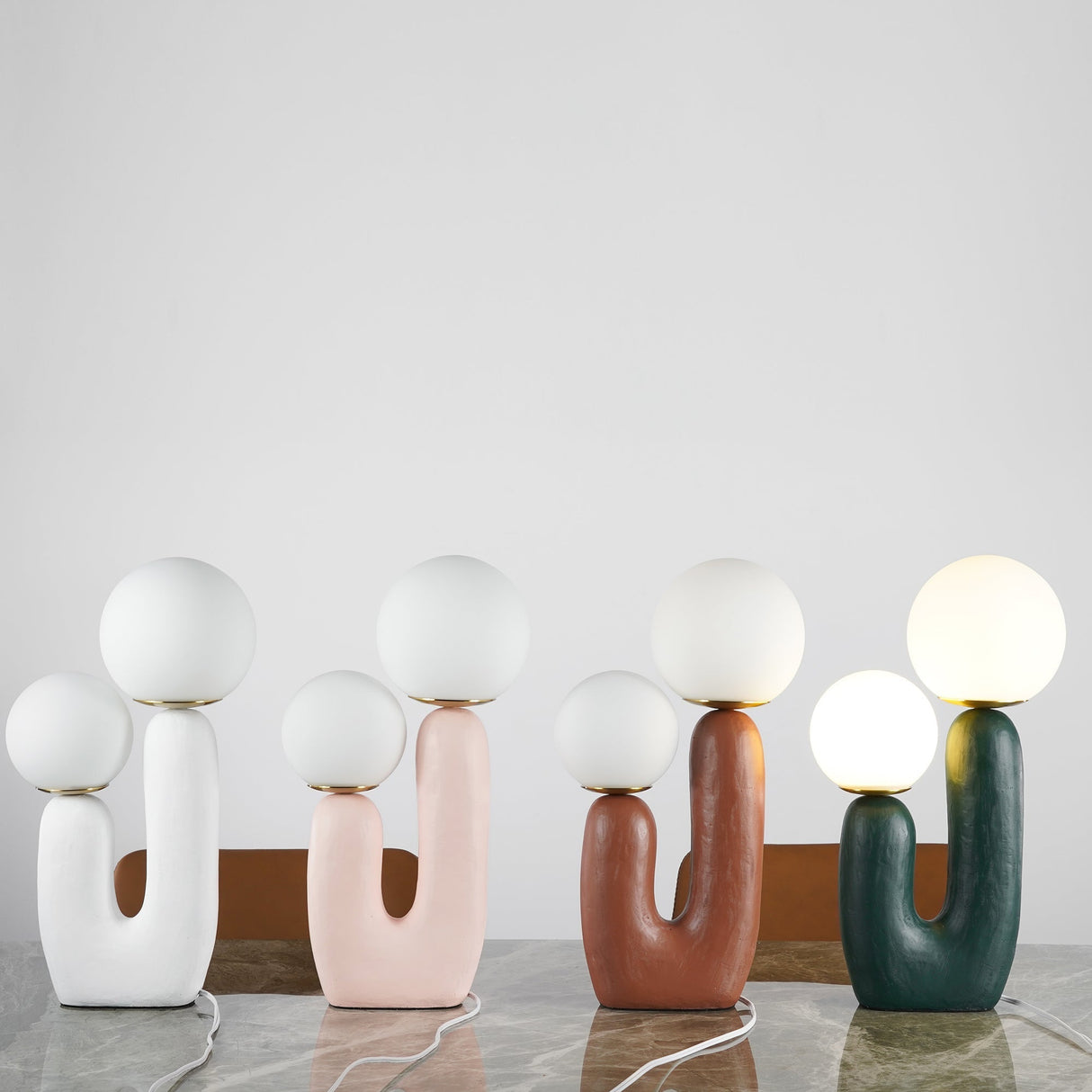 Modern Glass Table Lamp Pink Resin Base With Dual Globes - Product detail 40