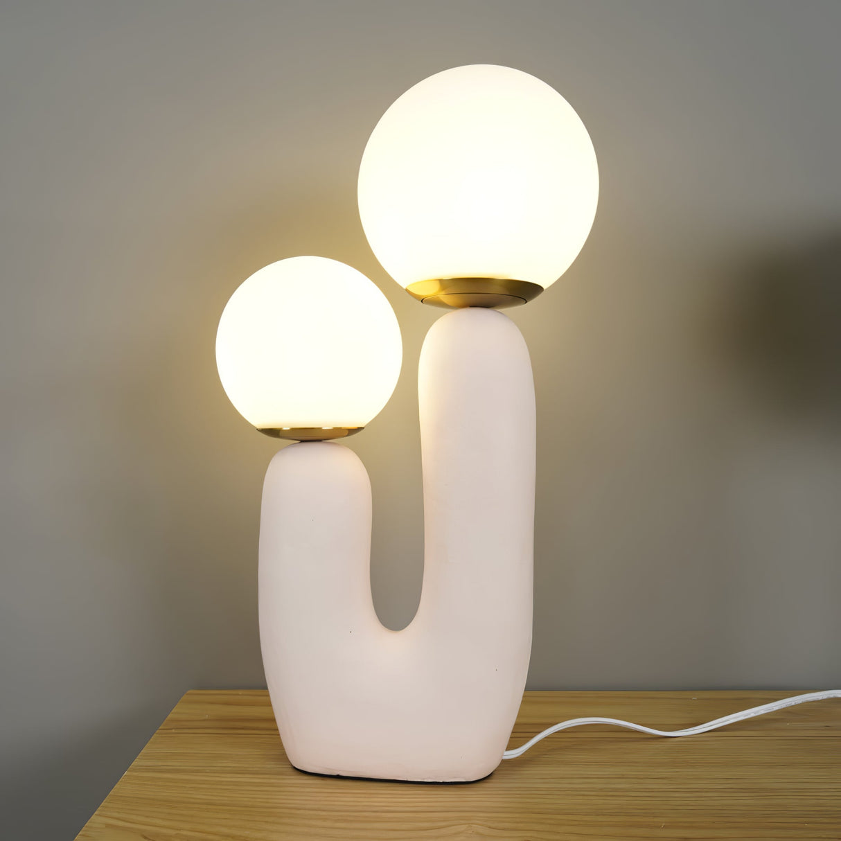 Modern Glass Table Lamp Pink Resin Base With Dual Globes - Product detail 52